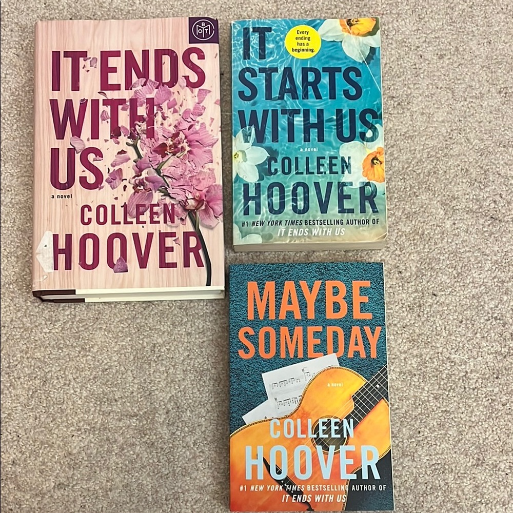 Colleen Hoover Three Books It Starts With Us, It Ends With Us and Maybe Someday